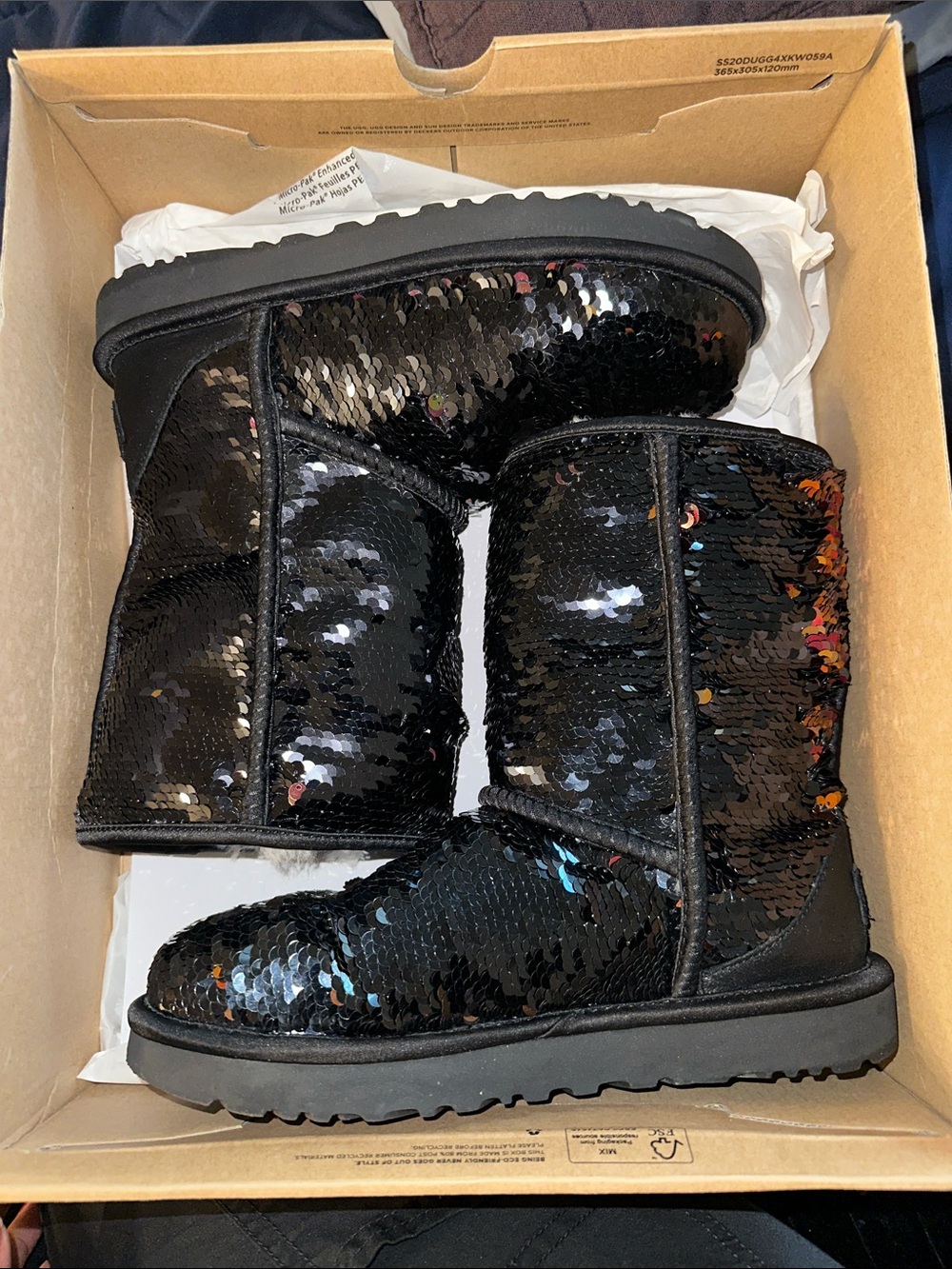 UGG Black Sequin Classic Short Boots